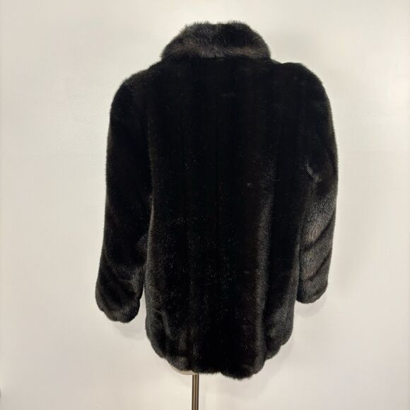 VTG 50s Hillmoor New York Faux Mink Fur Coat Black Brown Mid Century USA Made - Picture 4 of 13